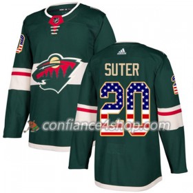 Adidas Maillot de Hockey Minnesota Wild Ryan Suter 20 2017-2018 Vert USA Flag Fashion Authentic - Homme